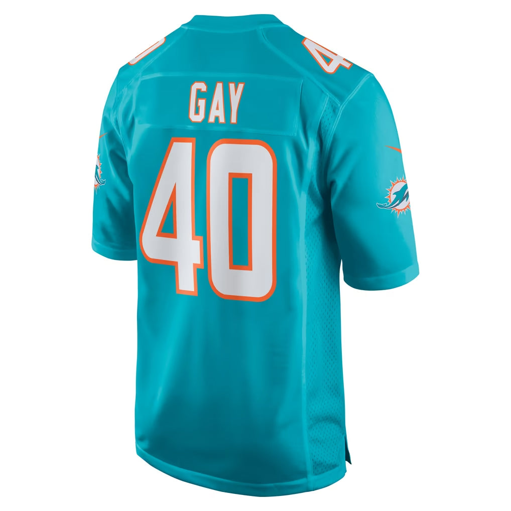 M.Dolphins #40 Willie Gay Jr. Player Aqua Home Game Gdoa Stitched Jerseys