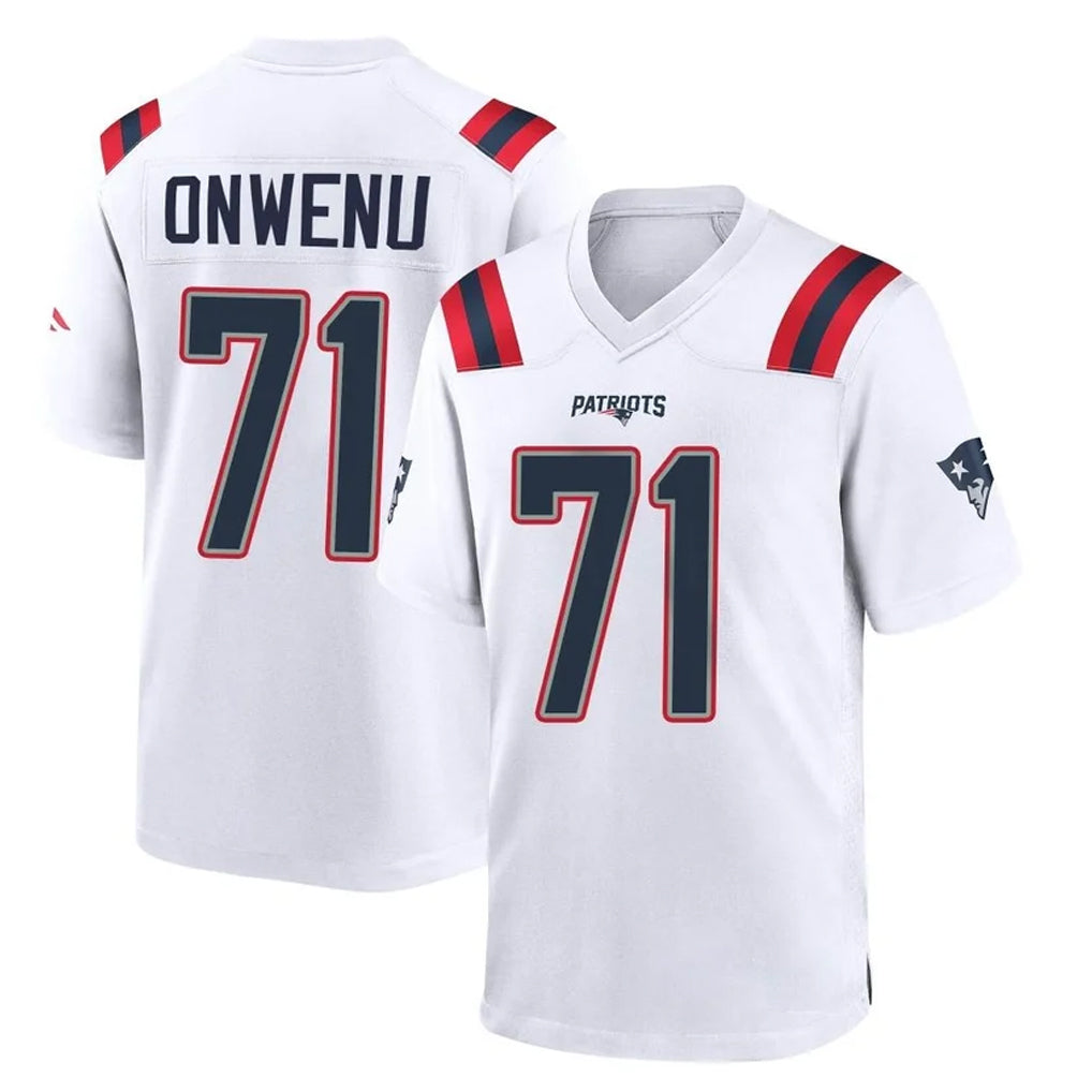 NE.Patriots #71 Mike Onwenu Player White Home Game Gdoa Stitched Jerseysv