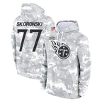 T.Titans #77 Peter Skoronski Player Camo Arctic Salute to Service Pullover Hoodies Home Game Gdoa Stitched Jerseys