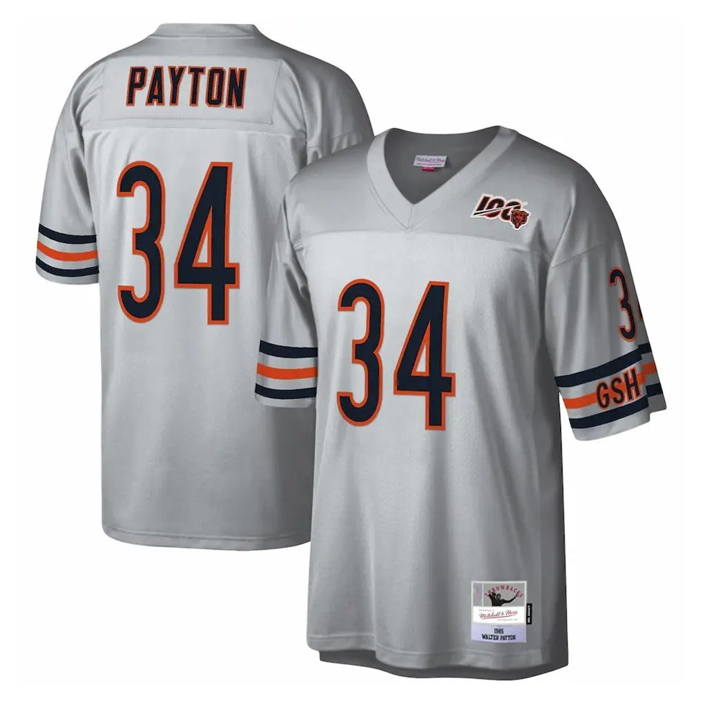 C.Bears #34 Walter Payton Player Silver Mitchell & Ness Legacy Replica Gdoa Stitched Jerseys