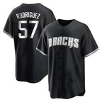 A.Diamondbacks #57 Eduardo Rodriguez Player Black White Replica Alternate Stitched Jersey