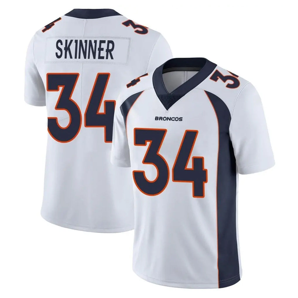 D.Broncos #34 JL Skinner Player White Vapor Untouchable Limited Home Game Gdoa Stitched Jerseys