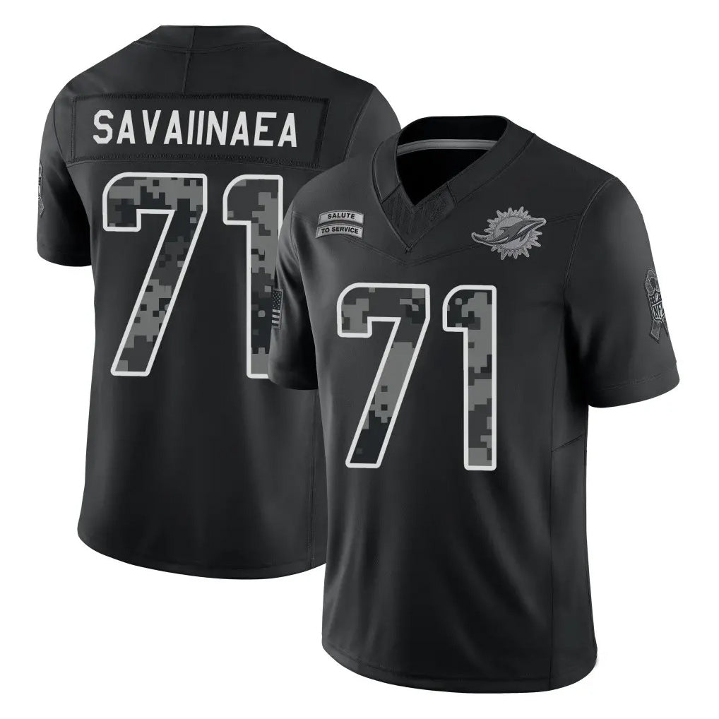 M.Dolphins #71 Jonah Savaiinaea Player Black Limited 2026 Salute to Service Home Game Gdoa Stitched Jerseys