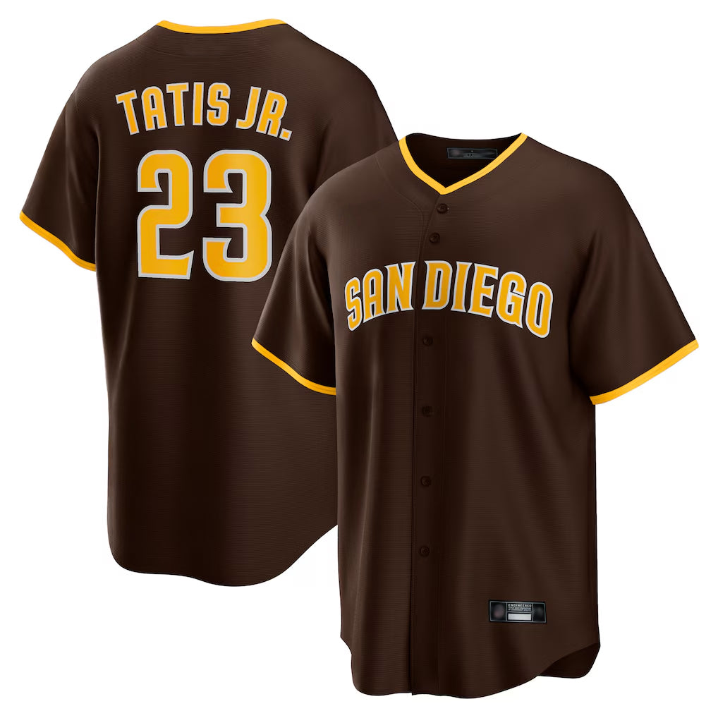 S.Diego Padres #23 Fernando Tatis Jr Player Brown Alternate Replica Game Fdoa Stitched Jerseys
