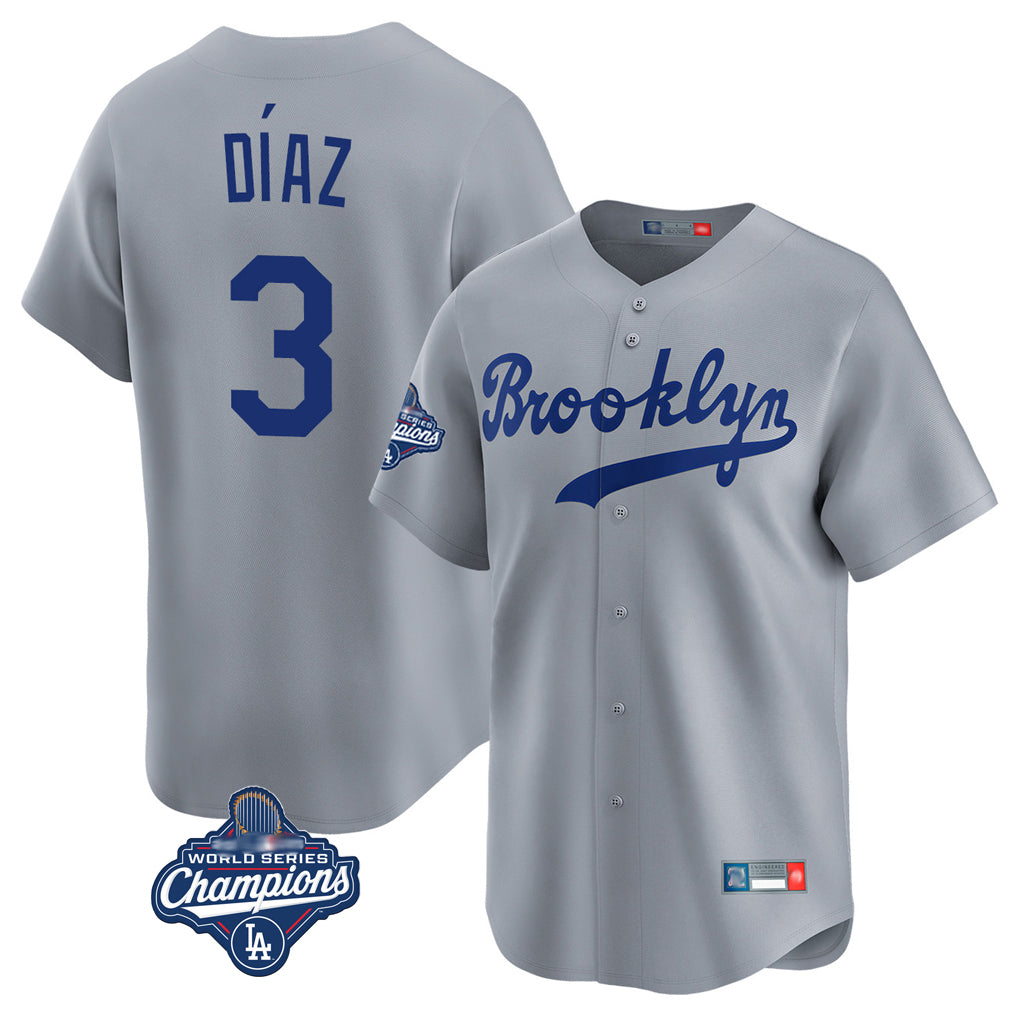 LA.Dodgers #3 Edwin D¨ªaz Player Gray World Series Meet Game Limited Home Fdoa Stitched Jerseys