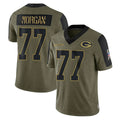 GB.Packers #77 Jordan Morgan Player Olive Salute To Service Limited Game Gdoa Stitched Jerseys