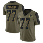GB.Packers #77 Jordan Morgan Player Olive Salute To Service Limited Game Gdoa Stitched Jerseys
