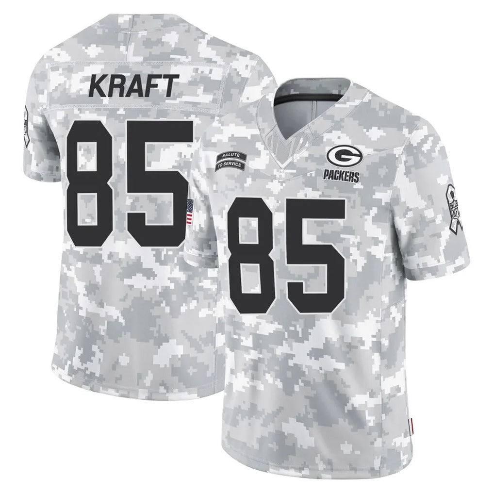 GB.Packers #85 Tucker Kraft Player Arctic Camo Salute To Service Limited Gdoa Stitched Jerseys