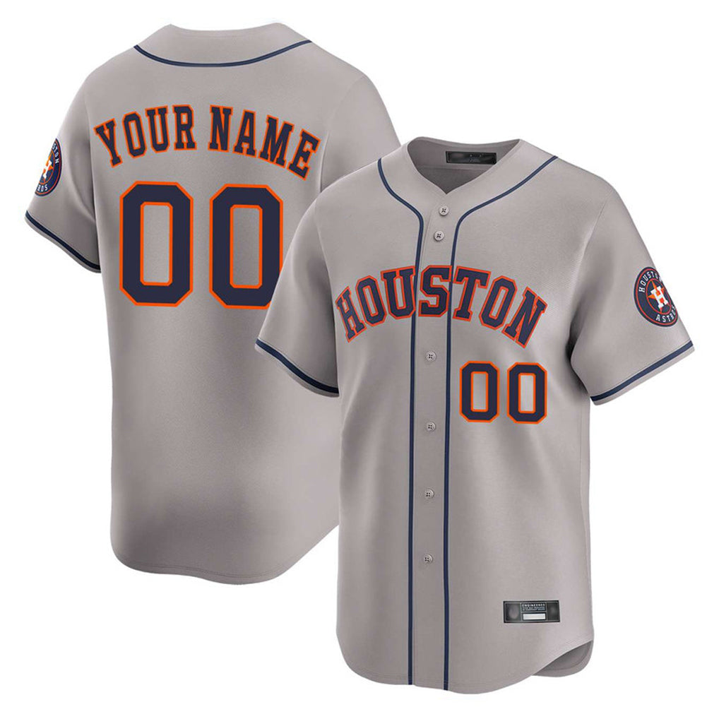 Custom H.Astros Gray Limited Home Game Any Name & Number Gdoa Stitched Jerseys