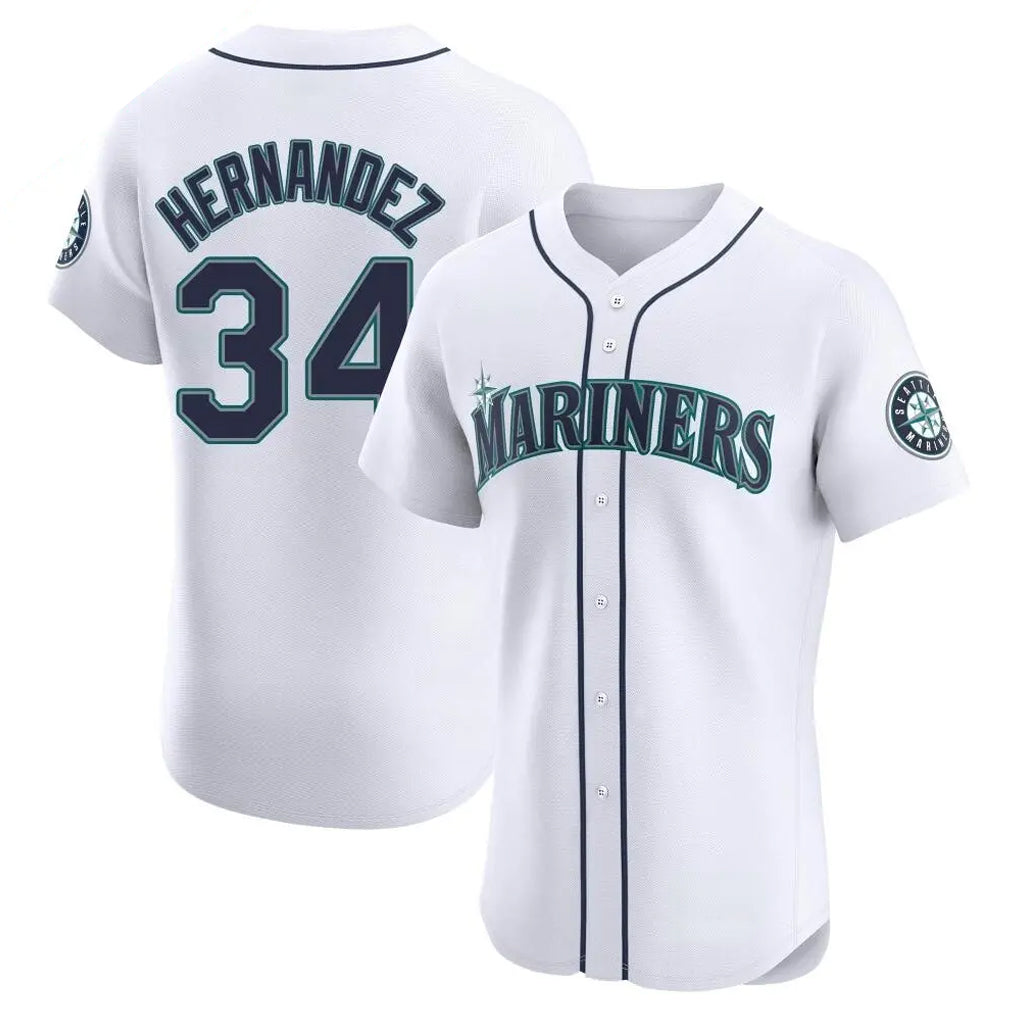 S.Mariners #34 Felix Hernandez Player White Home Limited Elite Fdoa Stitched Jerseys