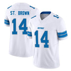 D.Lions #14 Amon-Ra St. Brown Player White Limited Vapor F.U.S.E. Alternate Home Game Gdoa Stitched Jerseys