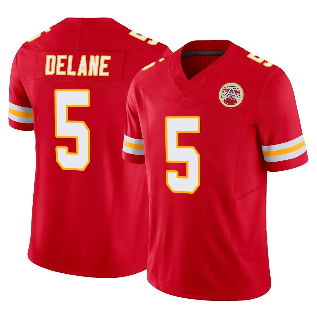 KC.Chiefs #5 Mansoor Delane Player Red Limited Vapor F.U.S.E. Home Game Gdoa Stitched Jerseys