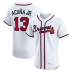 A.Braves #13 Ronald Acuna Jr Player White Limited Elite Home Game Gdoa Stitched Jerseys