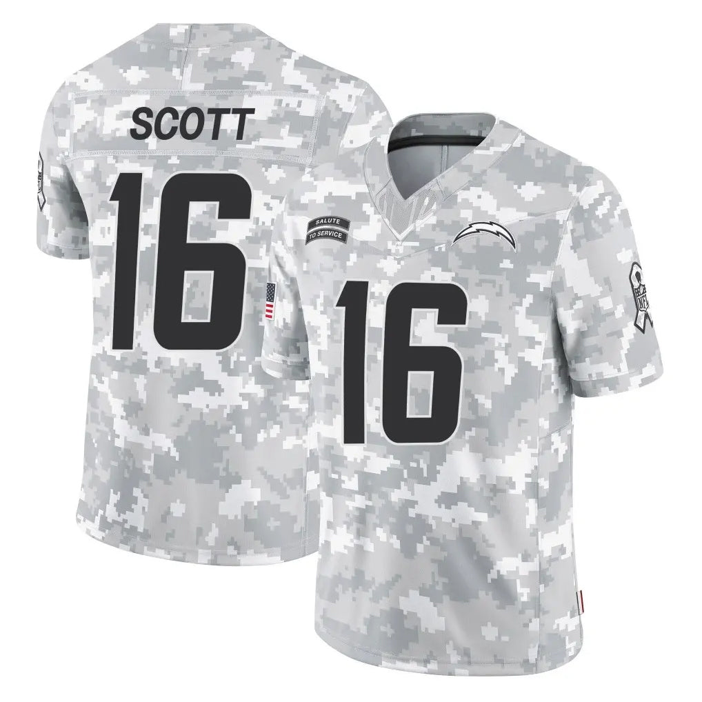 LA.Chargers #16 J.K. Scott Player Arctic Camo Salute To Service Limited Game Gdoa Stitched Jerseys