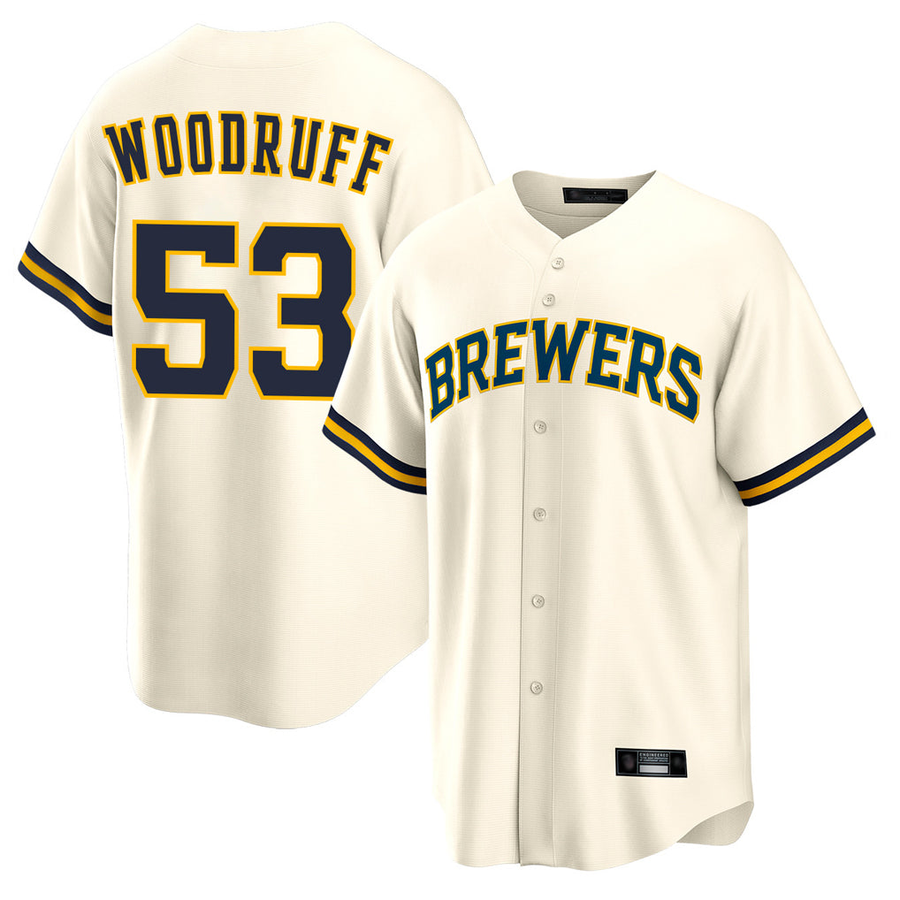 M.Brewers #53 Brandon Woodruff Player Cream Home Game Fdoa Stitched Jerseys