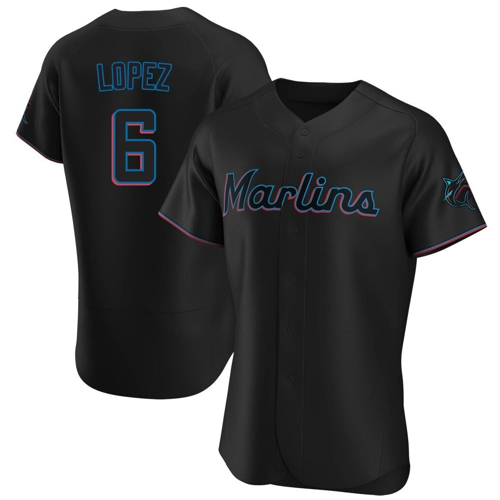 M.Marlins #6 Otto Lopez Player Black Home Limited Elite Fdoa Stitched Jerseys