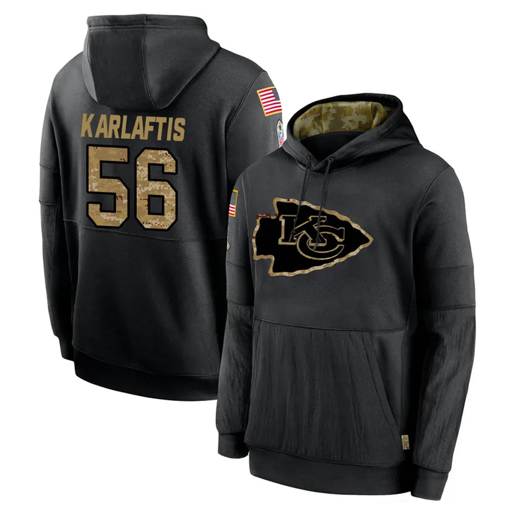 KC.Chiefs #56 George Karlaftis Player Black Salute to Service Hoodies Limited Game Gdoa Stitched Jerseys