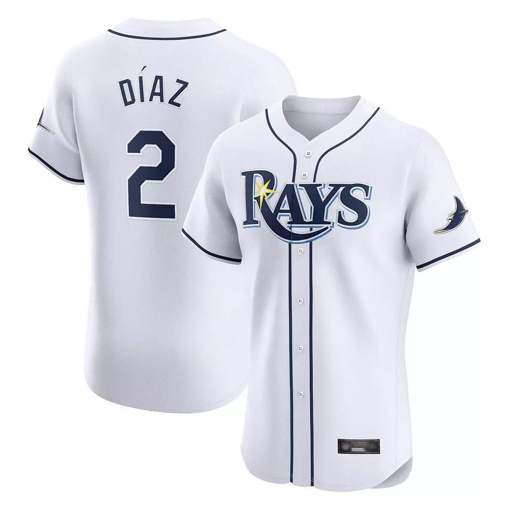 T.Bay Rays #2 Yandy Diaz Player White Home Limited Elite Fdoa Stitched Jerseys