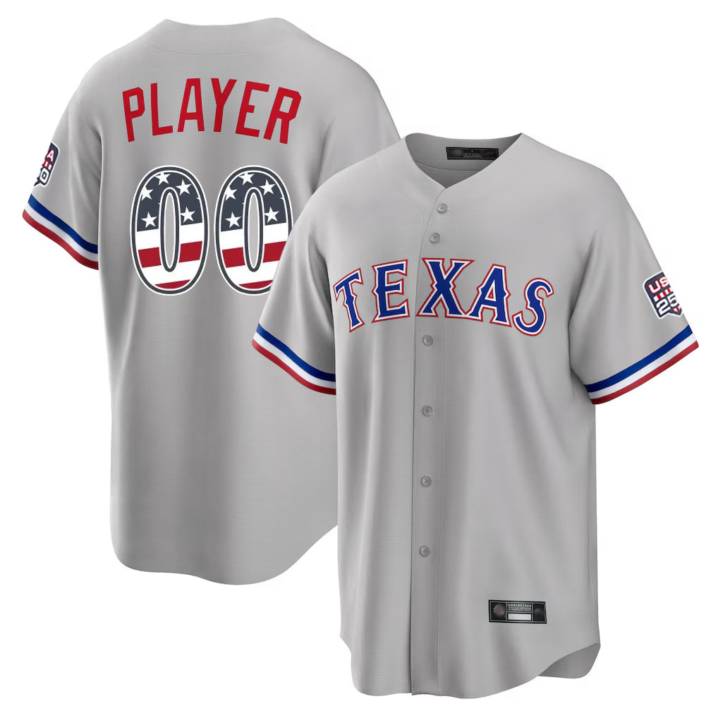 Custom T.Rangers Gray USA 250 Fourth of July Limited Home Game Any Name & Number Gdoa Stitched Jerseys