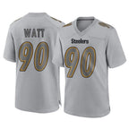 P.Steelers #90 T.J. Watt Player Gray Atmosphere Fashion Home Game Gdoa Stitched Jerseys