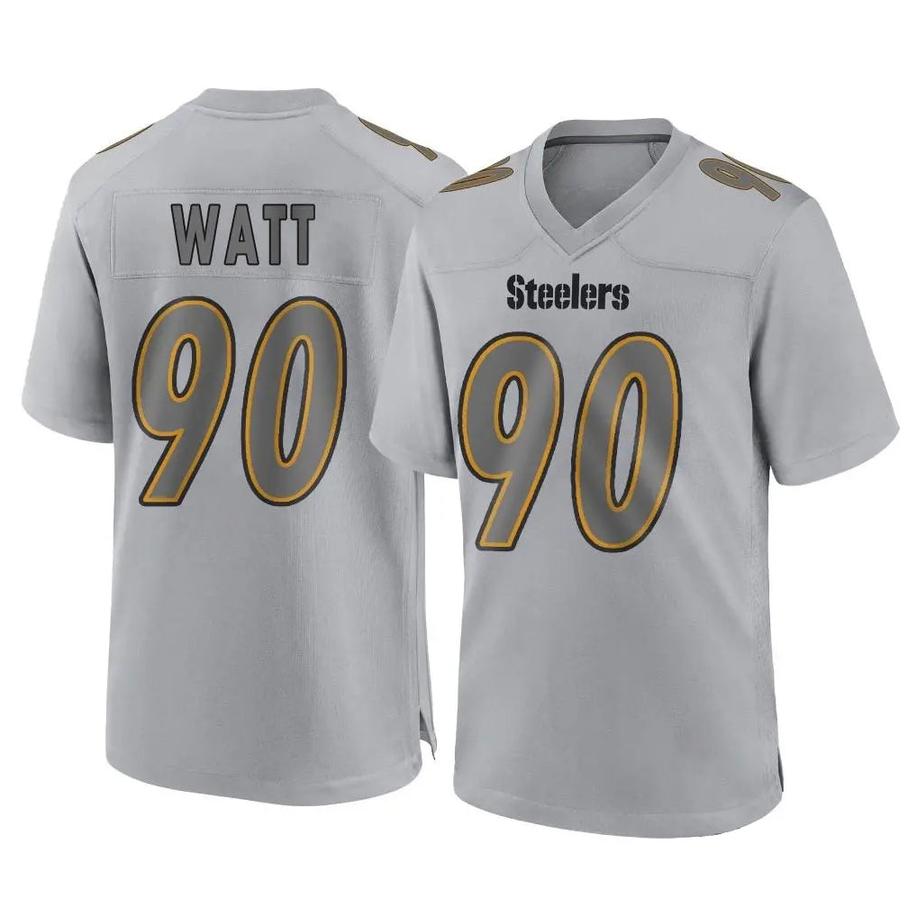 P.Steelers #90 T.J. Watt Player Gray Atmosphere Fashion Home Game Gdoa Stitched Jerseys