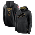 B.Bills #3 Damar Hamlin Player Black Salute to Service Hoodies Gdoa Stitched Jersey