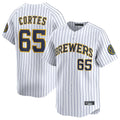 M.Brewers #65 Nestor Cortes Player White Stripes Home Limited Game Fdoa Stitched Jerseys