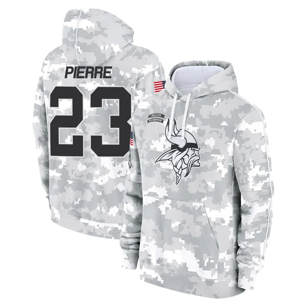 M.Vikings #23 James Pierre Player Arctic Camo Salute to Service Pullover Hoodies Limited Game Gdoa Stitched Jerseys