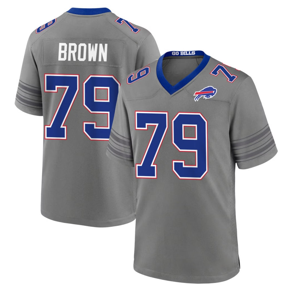 B.Bills #79 Spencer Brown Player Gray Nickel City Home Game Gdoa Stitched Jerseys