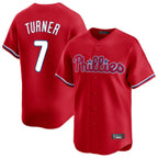 P.Phillies #7 Trea Turner Player Red Home Limited Fdoa Stitched Jerseys
