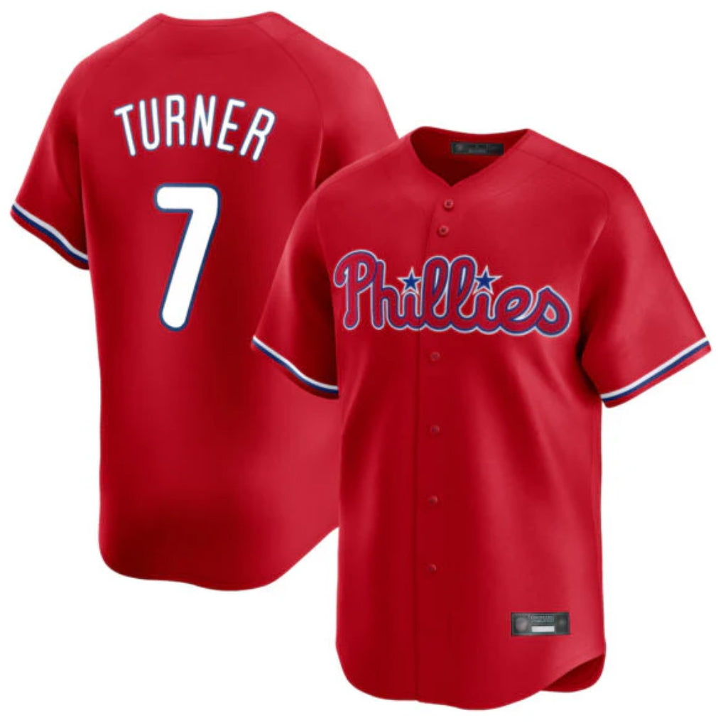 P.Phillies #7 Trea Turner Player Red Home Limited Fdoa Stitched Jerseys