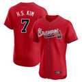 A.Braves #7 Ha-Seong Kim Player Red Limited Elite Home Game Gdoa Stitched Jerseys