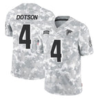 A.Falcons #4 Jahan Dotson Player Camo Salute to Service Limited Gdoa Stitched Jerseys