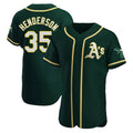 Athletics #35 Rickey Henderson Player Green Authentic Alternate Stitched Jersey
