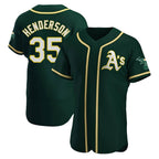 Athletics #35 Rickey Henderson Player Green Authentic Alternate Stitched Jersey