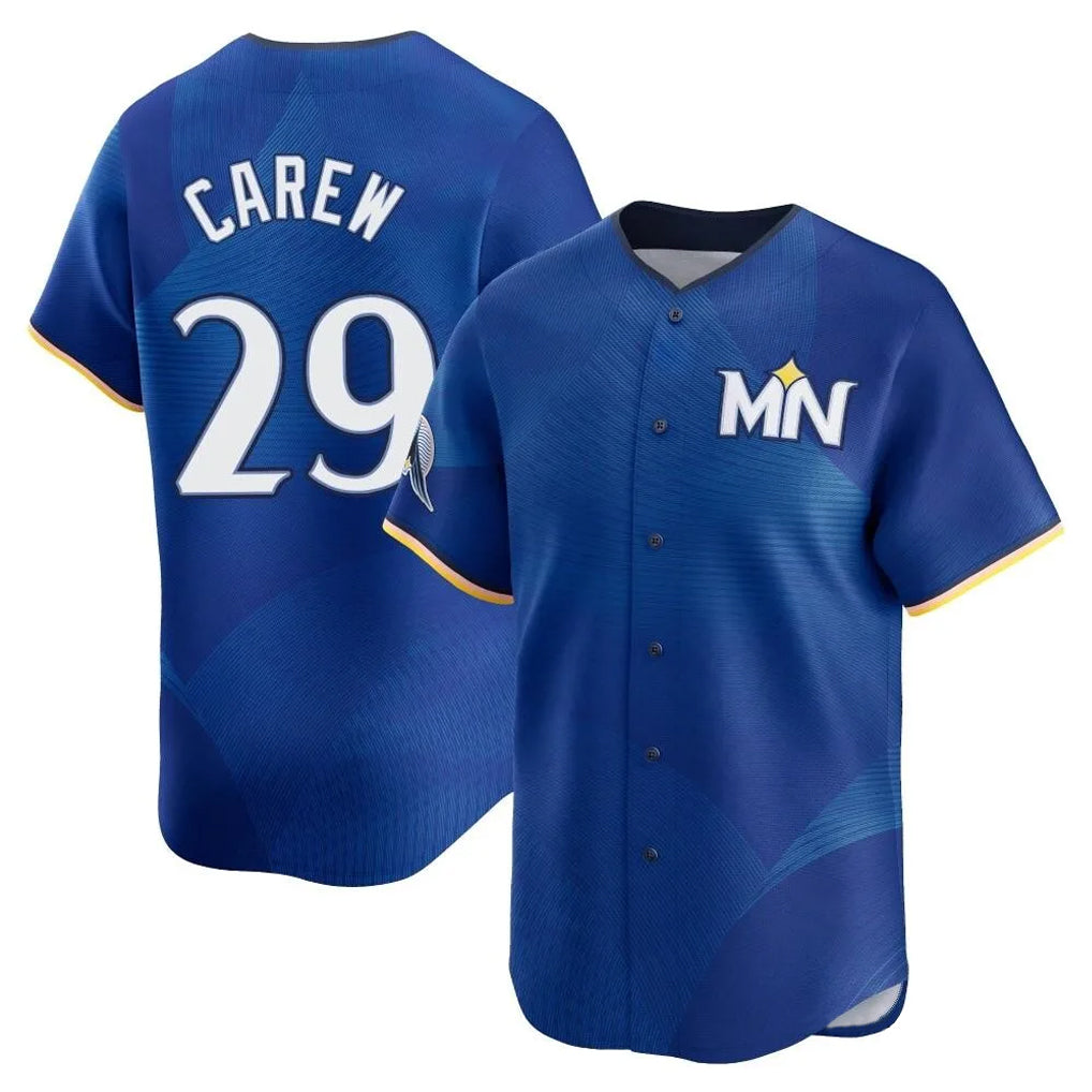 M.Twins #29 Rod Carew Player Royal City Connect Limited Home Fdoa Stitched Jerseys
