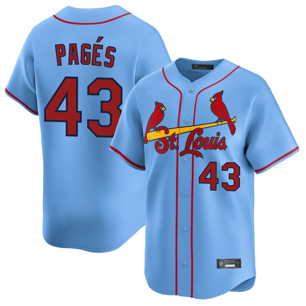 St. Louis Cardinals #43 Pedro Pages Player Light Blue Home Limited Fdoa Stitched Jerseys
