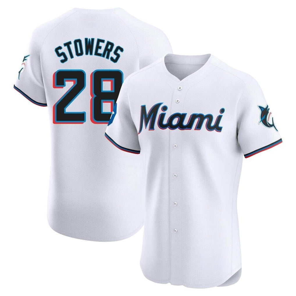 M.Marlins #28 Kyle Stowers Player White  Home Limited Elite Fdoa Stitched Jerseys