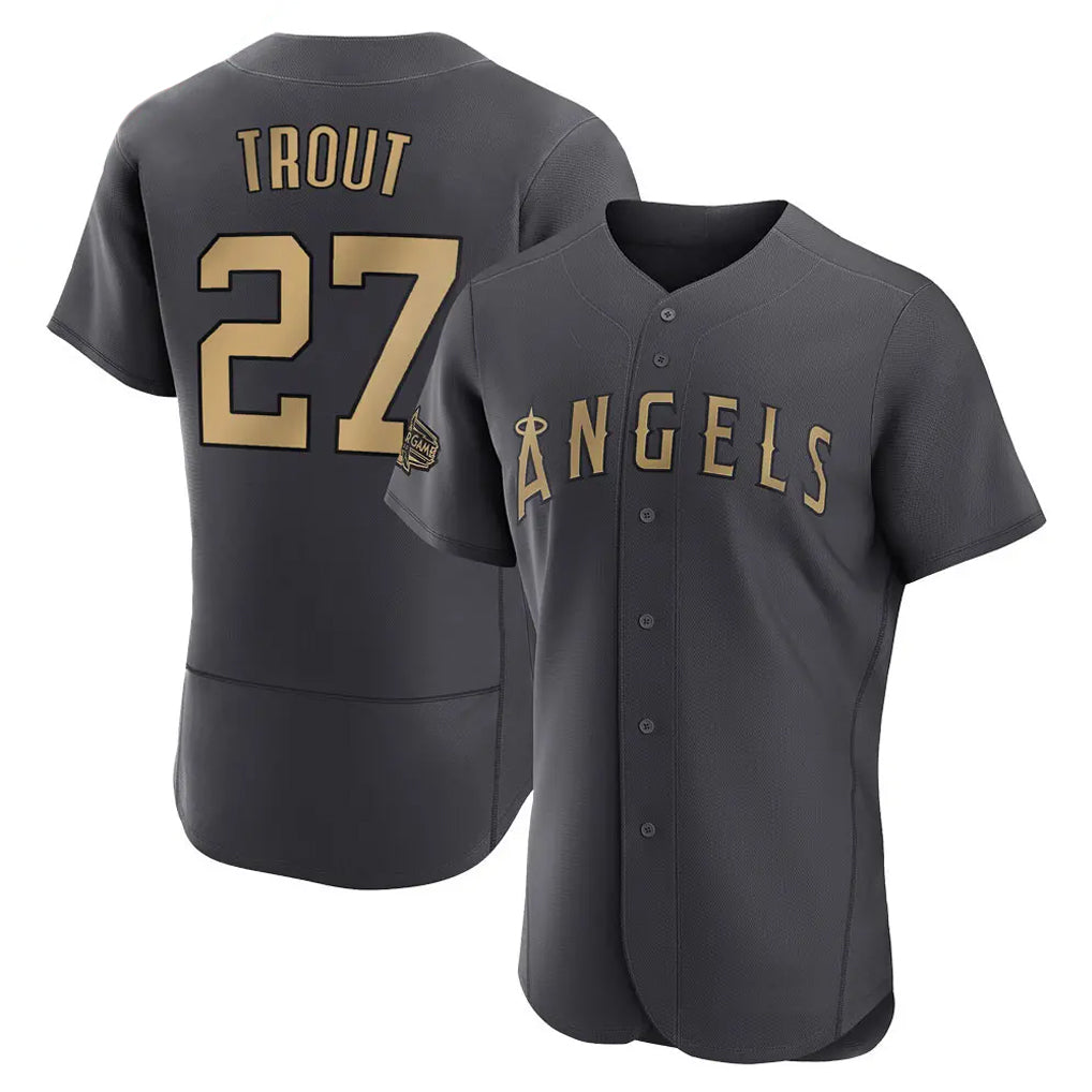 LA.Angels #27 Mike Trout Player Charcoal Limited Elite Game All-Star Fdoa Stitched Jerseys