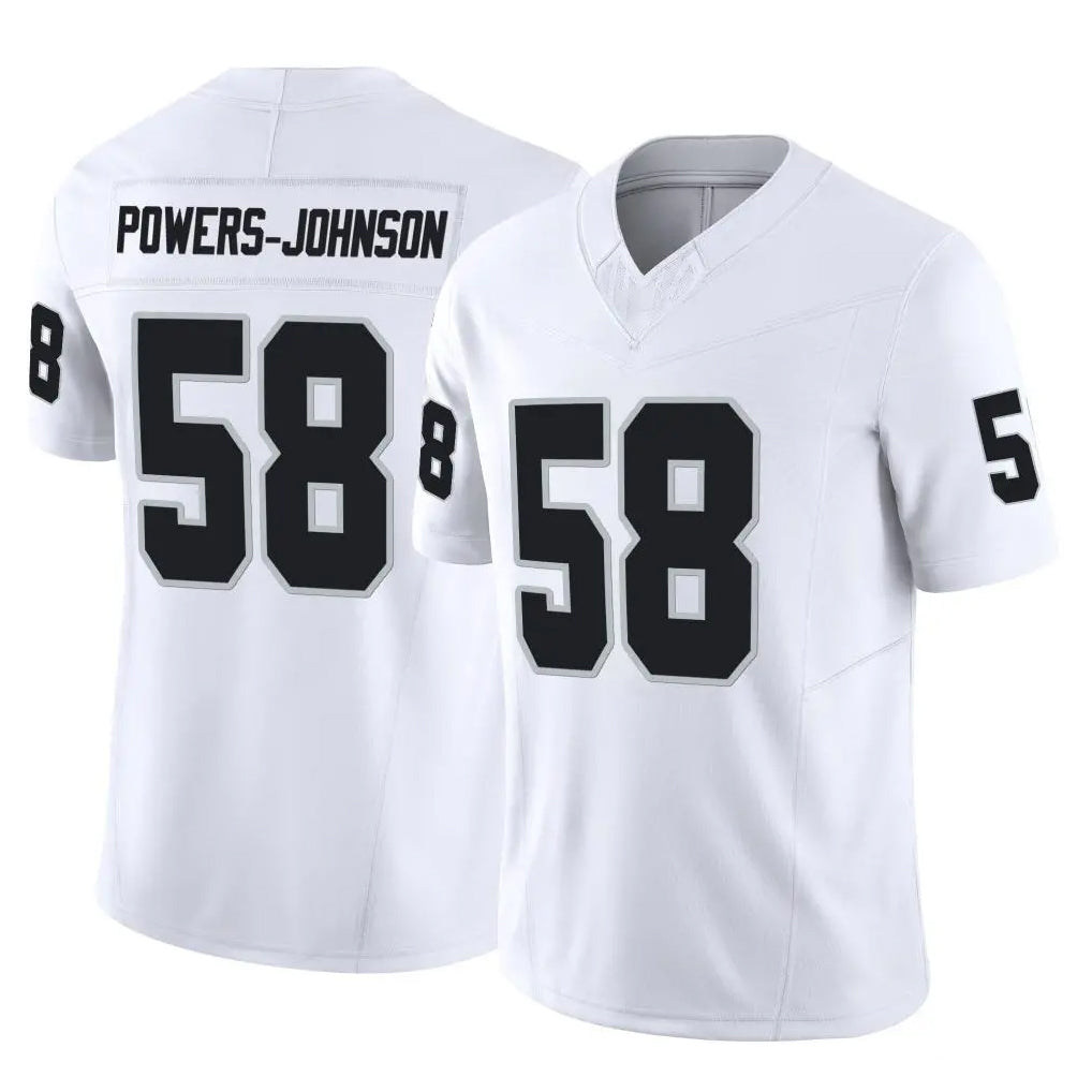 LV.Raiders #58 Jackson Powers-Johnson Player White Limited Vapor F.U.S.E. Home Game Gdoa Stitched Jerseys