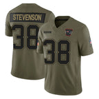 NE.Patriots #38 Rhamondre Stevenson Player Olive 2025 Salute To Service Limited Gdoa Stitched Jerseys