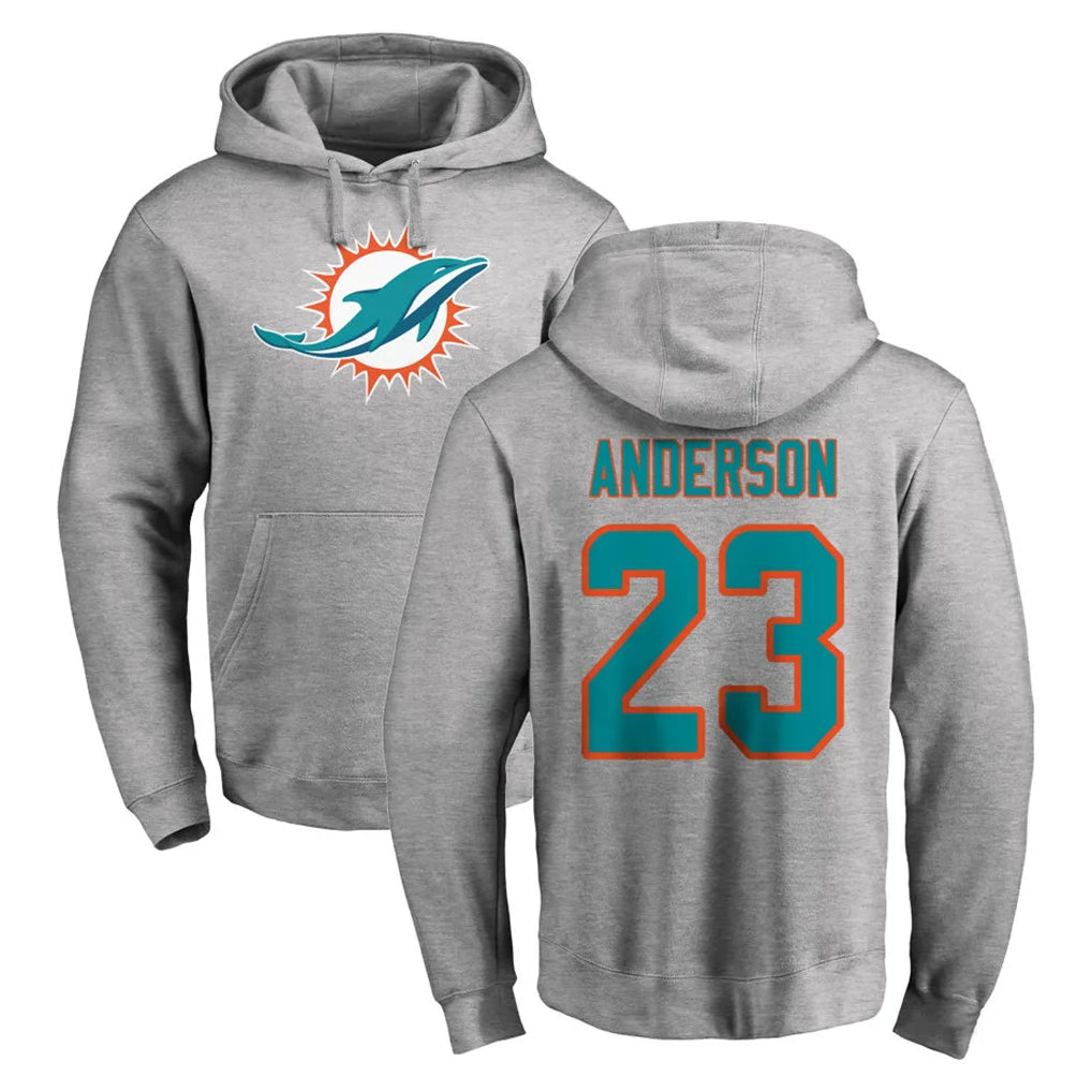 M.Dolphins #23 Zayne Anderson Player Gray LOGO Pullover Hoodies Limited Gdoa Stitched Jerseys