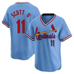 St. Louis Cardinals #11 Victor Scott II Player Light Blue Throwback Cooperstown Collection Limited Fdoa Stitched Jerseys