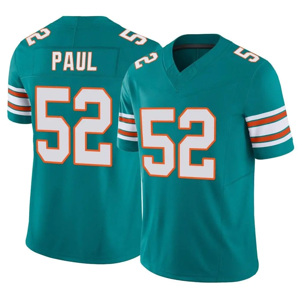 M.Dolphins #52 Patrick Paul Player Aqua Limited Alternate Vapor F.U.S.E. Home Game Gdoa Stitched Jerseys