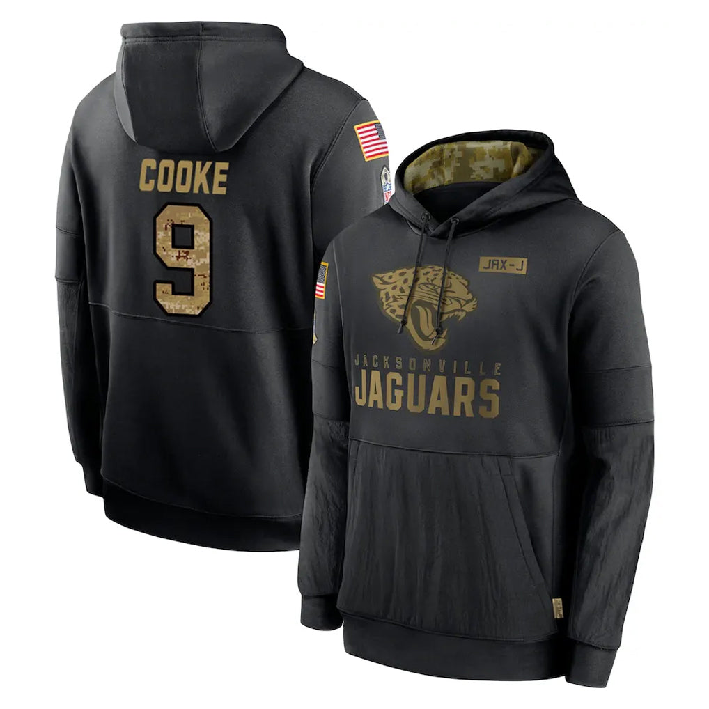 J.Jaguars #9 Logan Cooke Player Black Salute to Service Hoodies Limited Game Gdoa Stitched Jerseys