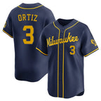 M.Brewers #3 Joey Ortiz Player Navy Home Limited Fdoa Stitched Jerseys