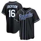 KC.Royals #16 Bo Jackson Player Black Carbon Fashion Home Game Gdoa Stitched Jerseys