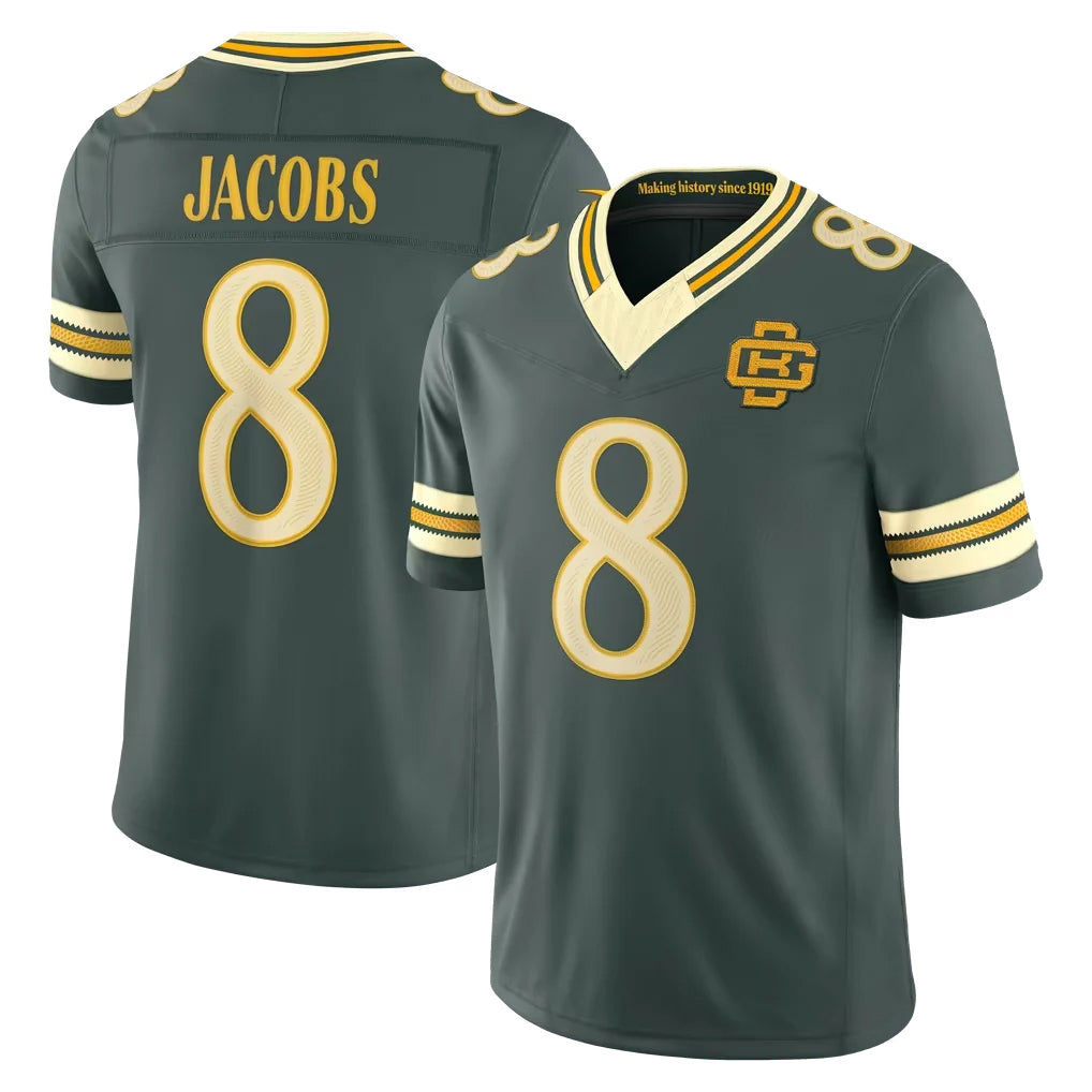 GB.Packers #8 Josh Jacobs Player Green Limited 2026 Rivalries Collection Home Game Edoa Stitched Jerseys