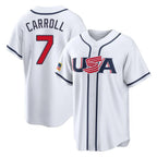 A.Diamondbacks #7 Corbin Carroll Player White USA 2026 World Classic Home Game Gdoa Stitched Jerseys