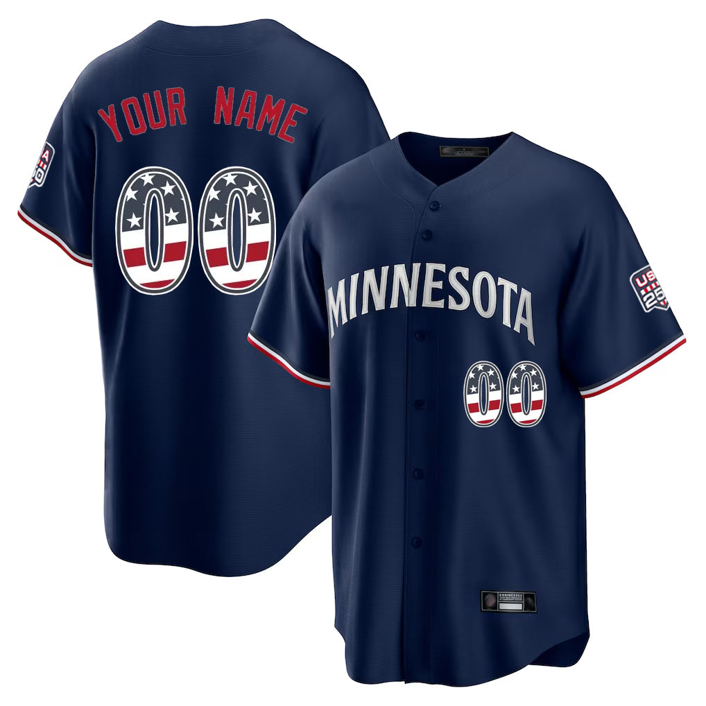 Custom M.Twins Navy USA 250 Fourth of July Limited Home Game Any Name & Number Gdoa Stitched Jerseys